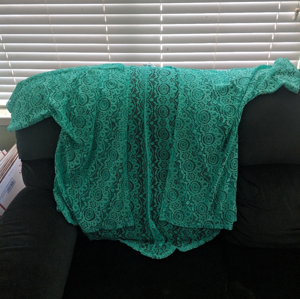 Lularoe lace floral mint green Lindsey sz S